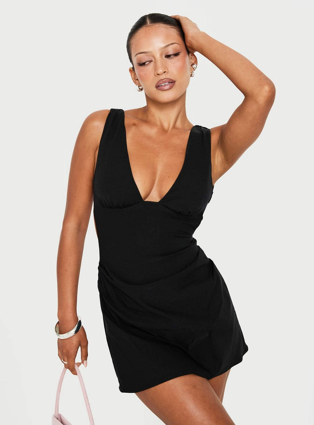 Sunswept Open Back Mini Dress Black
