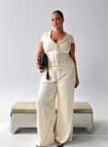 Aubrette Satin Tie Pants Cream Curve