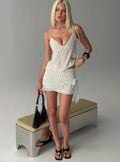 Tanelle Layered Mini Skirt White Polka Dot