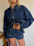 Kirkes Cargo Micro Denim Short Mid Blue Wash