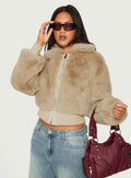 Drita Faux Fur Jacket Sand