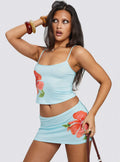 Nisrin Skirt Mono Flower Blue / Orange