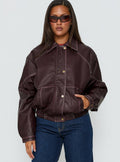 Jaxton Faux Leather Jacket Burgundy