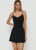 Spring To Summer Lace Trim Mini Dress Black