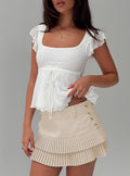 Last Night Ruffle Mini Skirt Beige