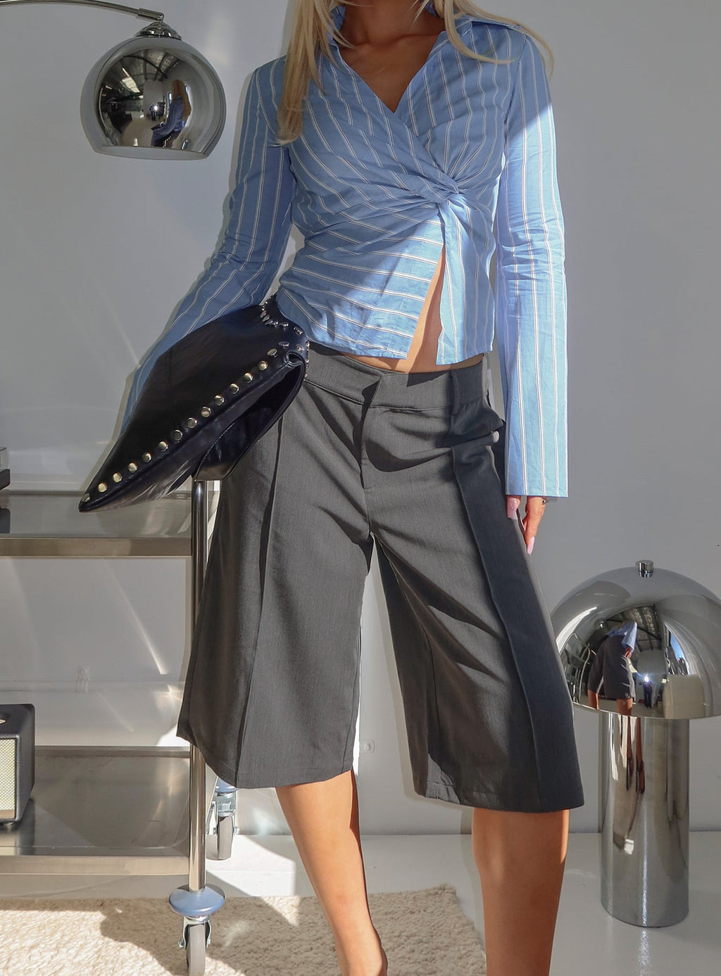 Munro Tailored Longline Shorts Grey