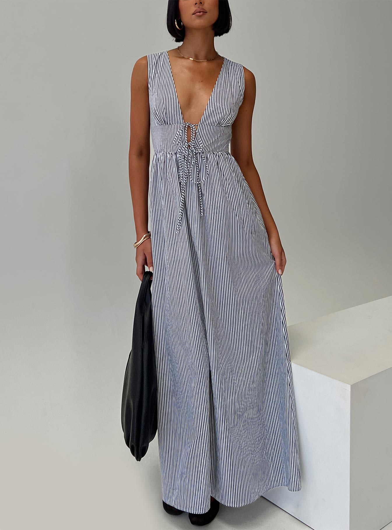 Pokey Maxi Dress Black / White Stripe Petite