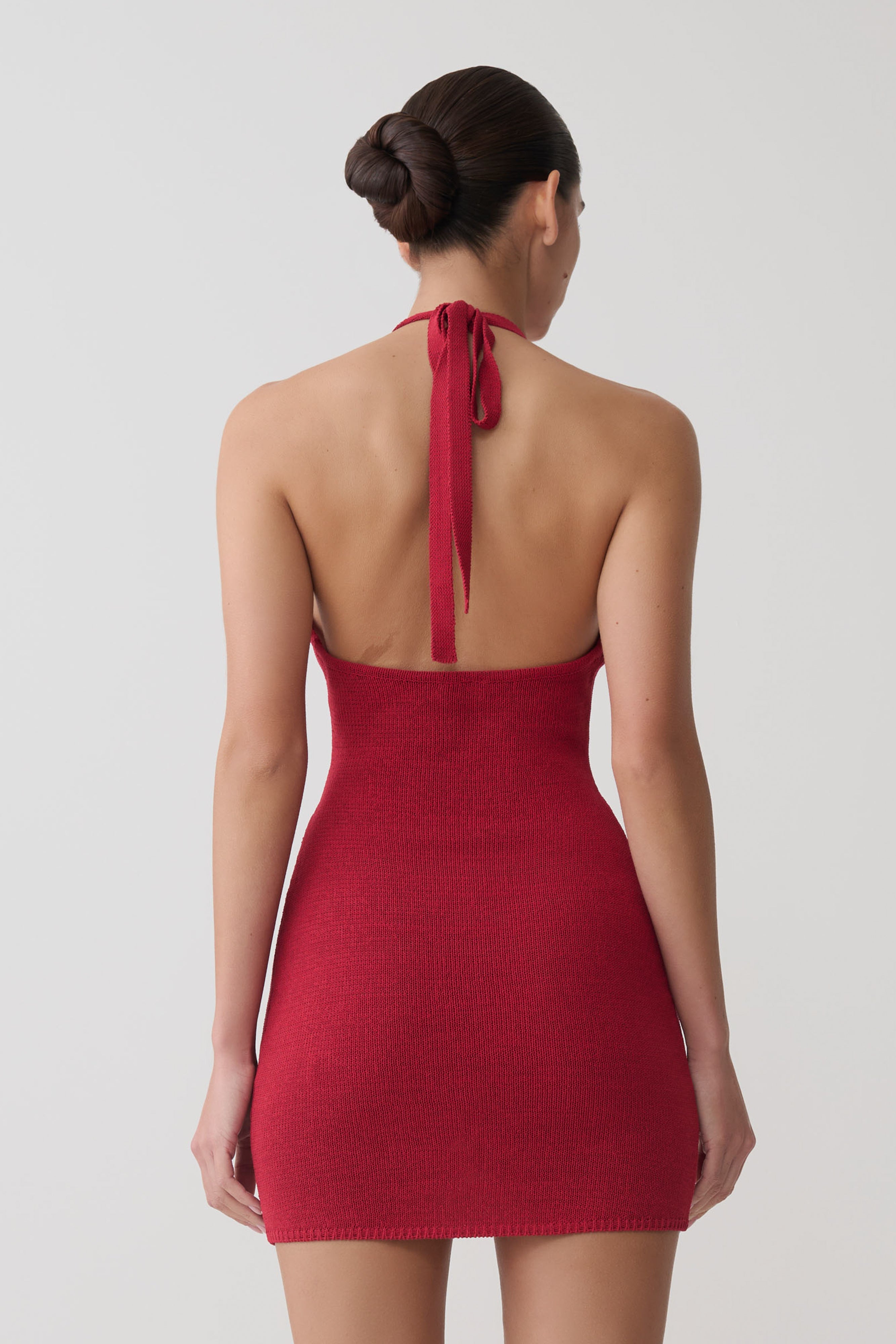 Bohdie Crochet Halter Mini Dress - Pomegranate
