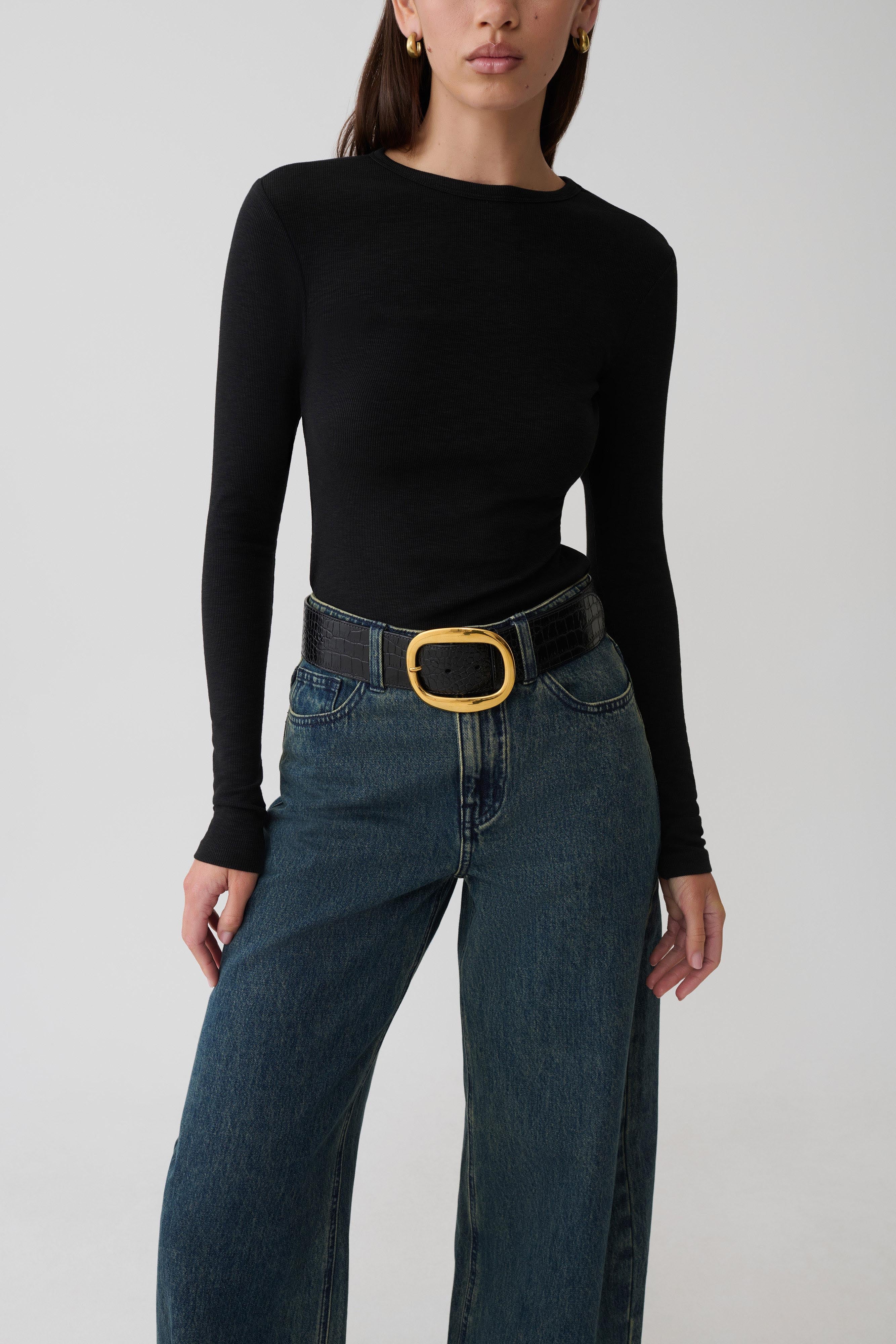 Leny Long Sleeve Top - Black