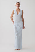 Pippa Floral Knit Maxi Dress - Light Blue