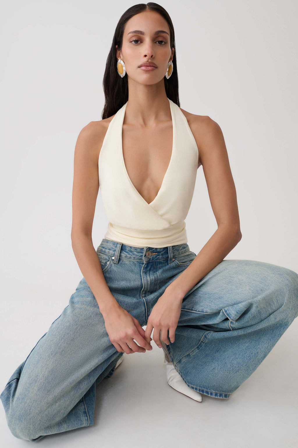 Jina Draped Halter Top - Ivory