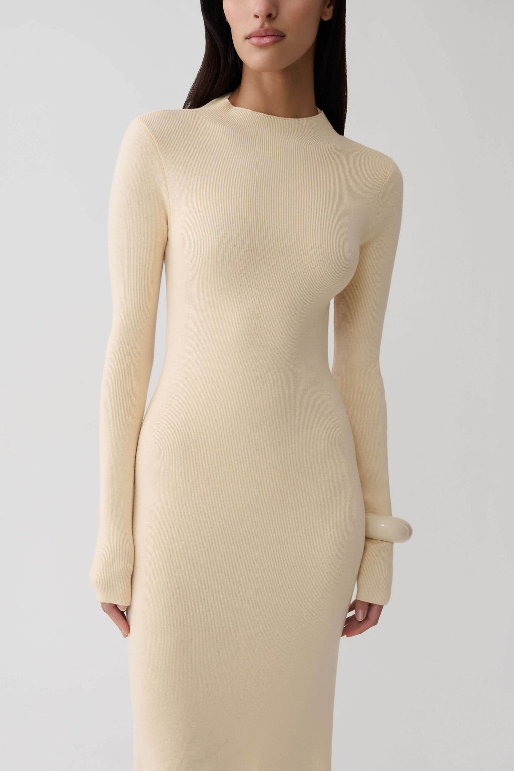 Rowan Long Sleeve Knit Maxi Dress - Cream