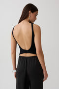 Yura Backless Twist Top - Black