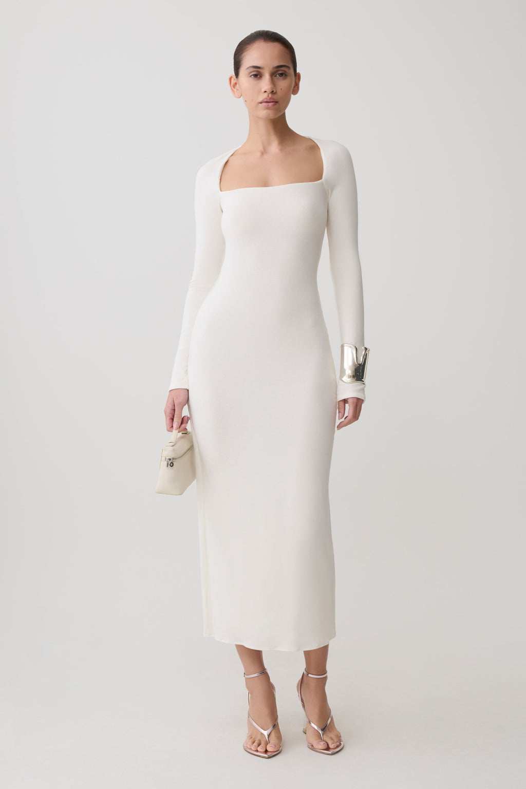 Freja Long Sleeve Midi Dress - White