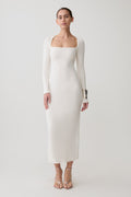 Freja Long Sleeve Midi Dress - White