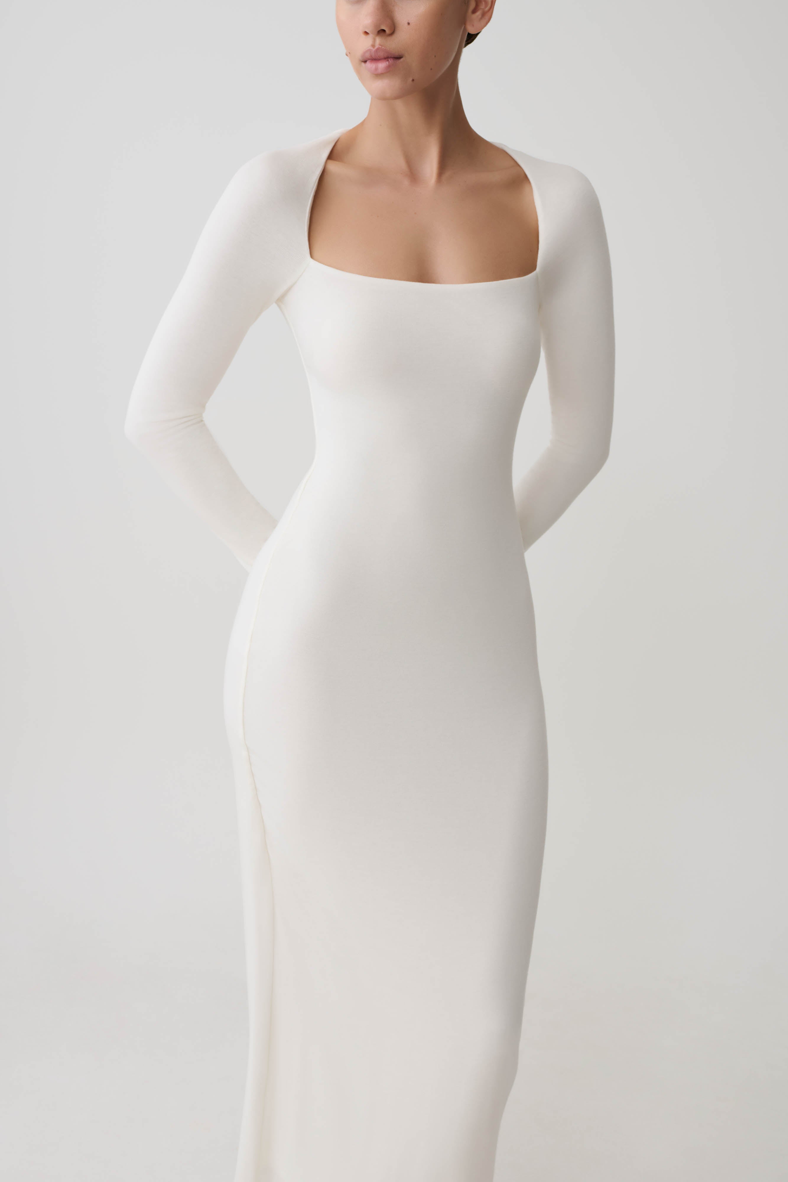 Freja Long Sleeve Midi Dress - White