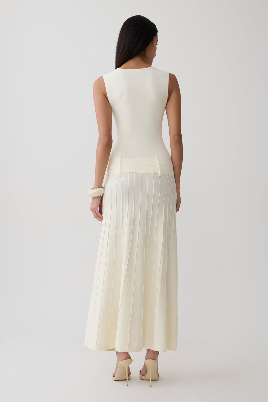 Rebena Pleated Midi Dress - Ivory