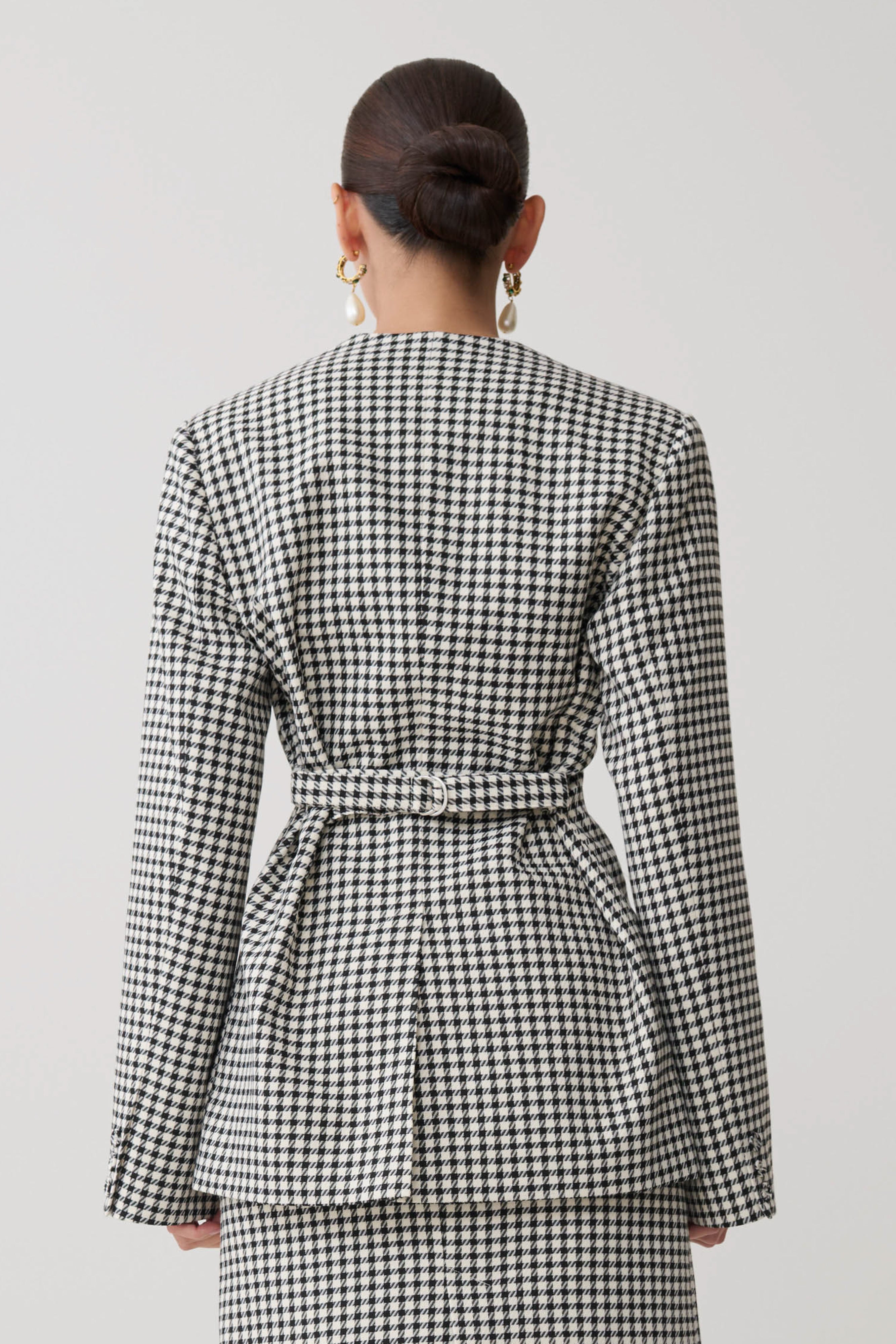 Darcie Drop Shoulder Suiting Blazer - Houndstooth