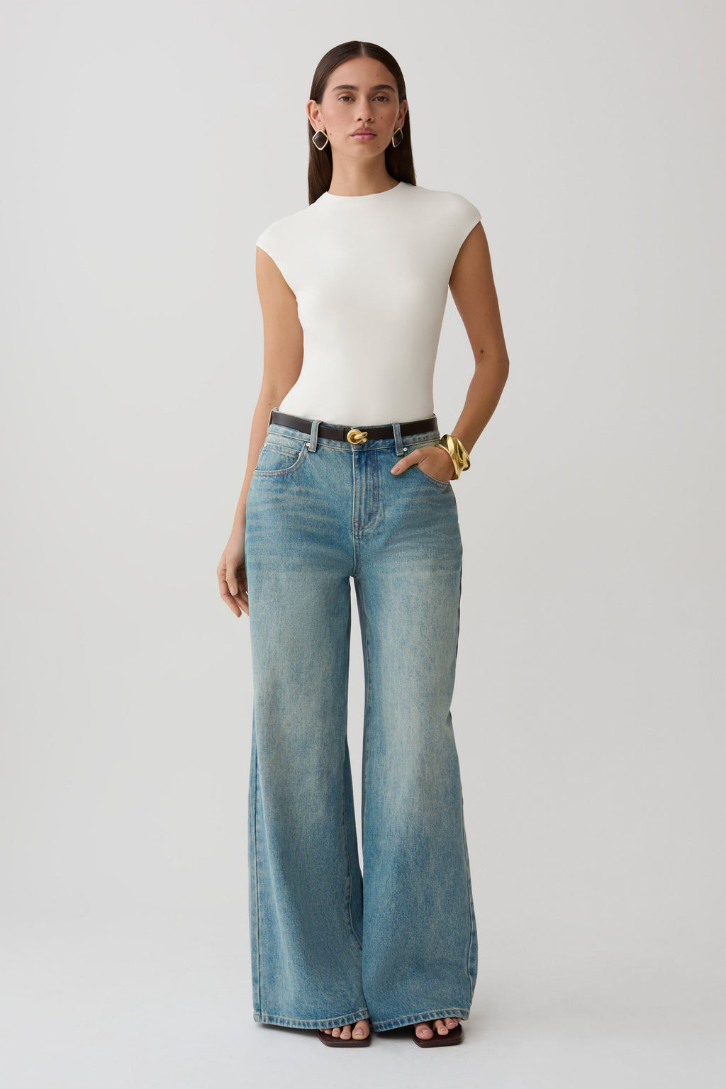 Chai Peached Jersey High Neck Top - Ivory
