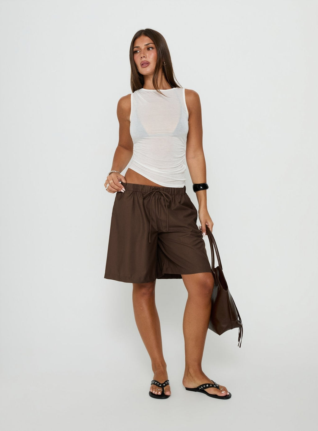 Siren Sun Drawstring Jorts Brown