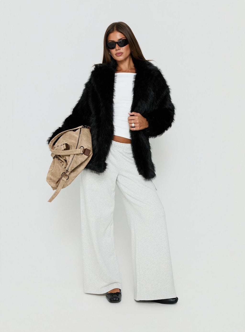 Super Trouper Faux Fur Jacket Black
