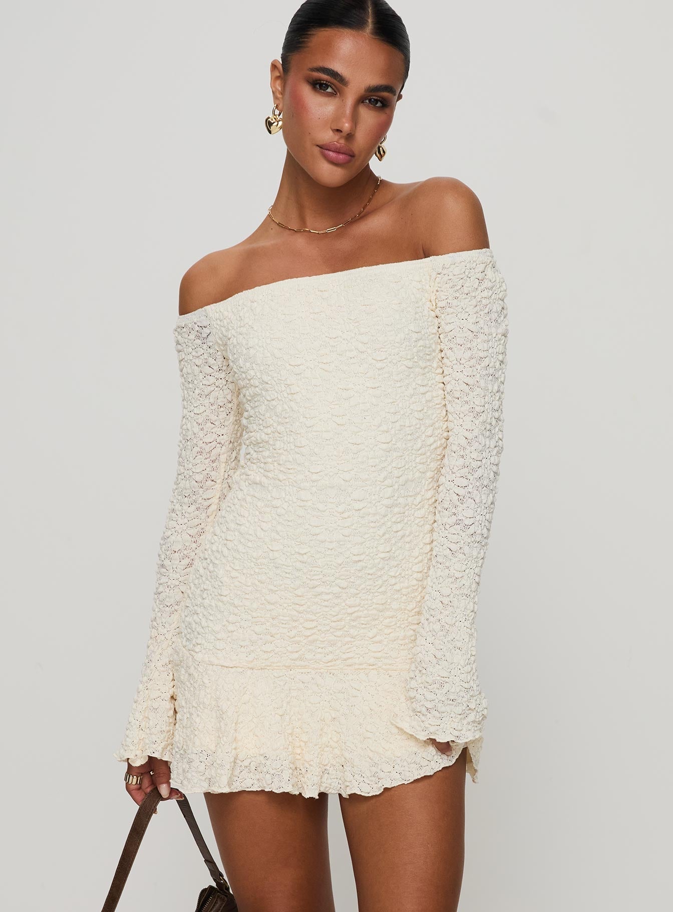 Vancesca Off Shoulder Long Sleeve Mini Dress Petite
