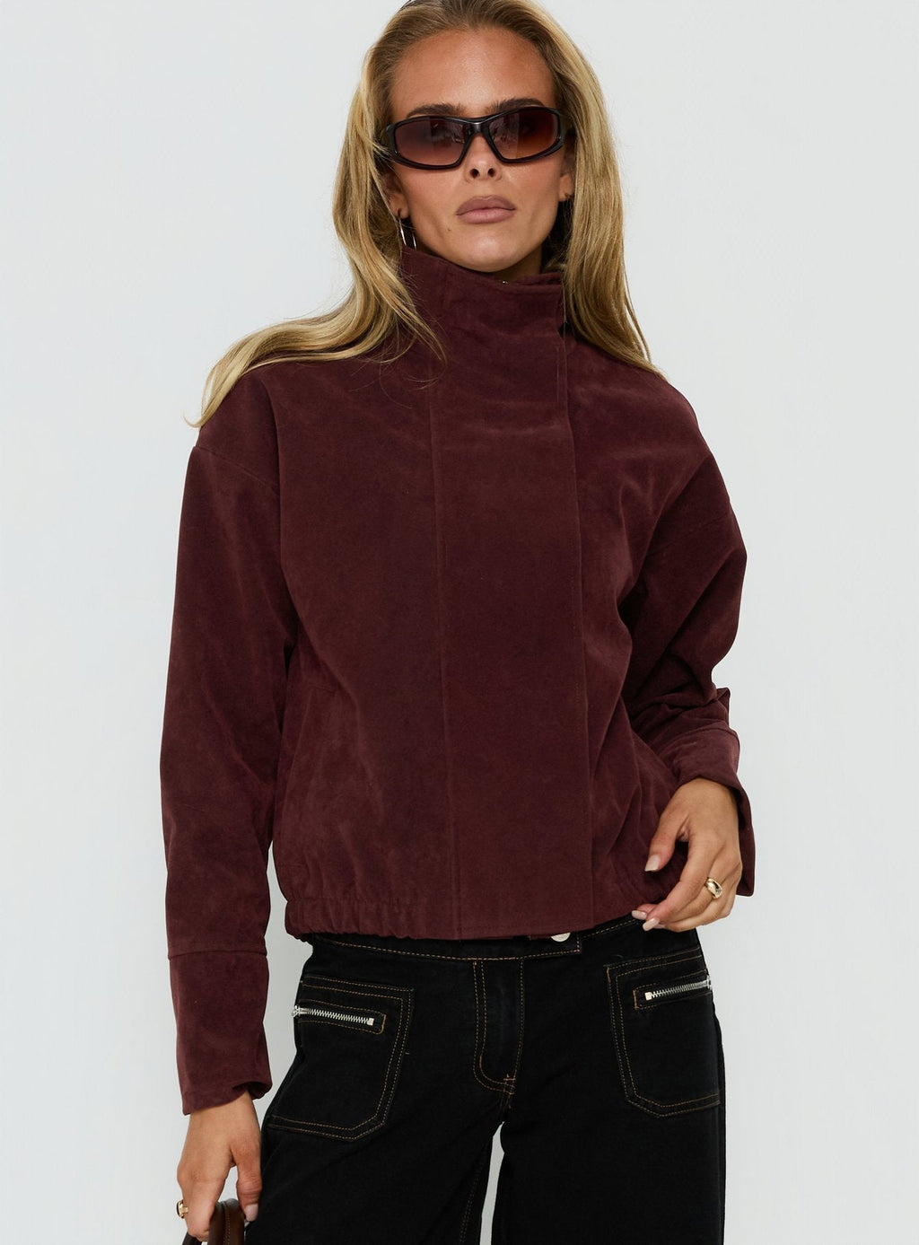 Tayne Funnel Neck Jacket Burgundy