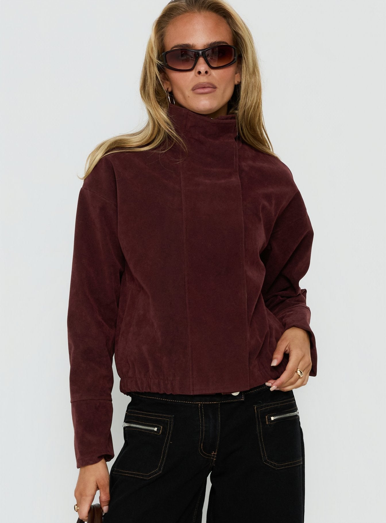 Tayne Funnel Neck Jacket Burgundy
