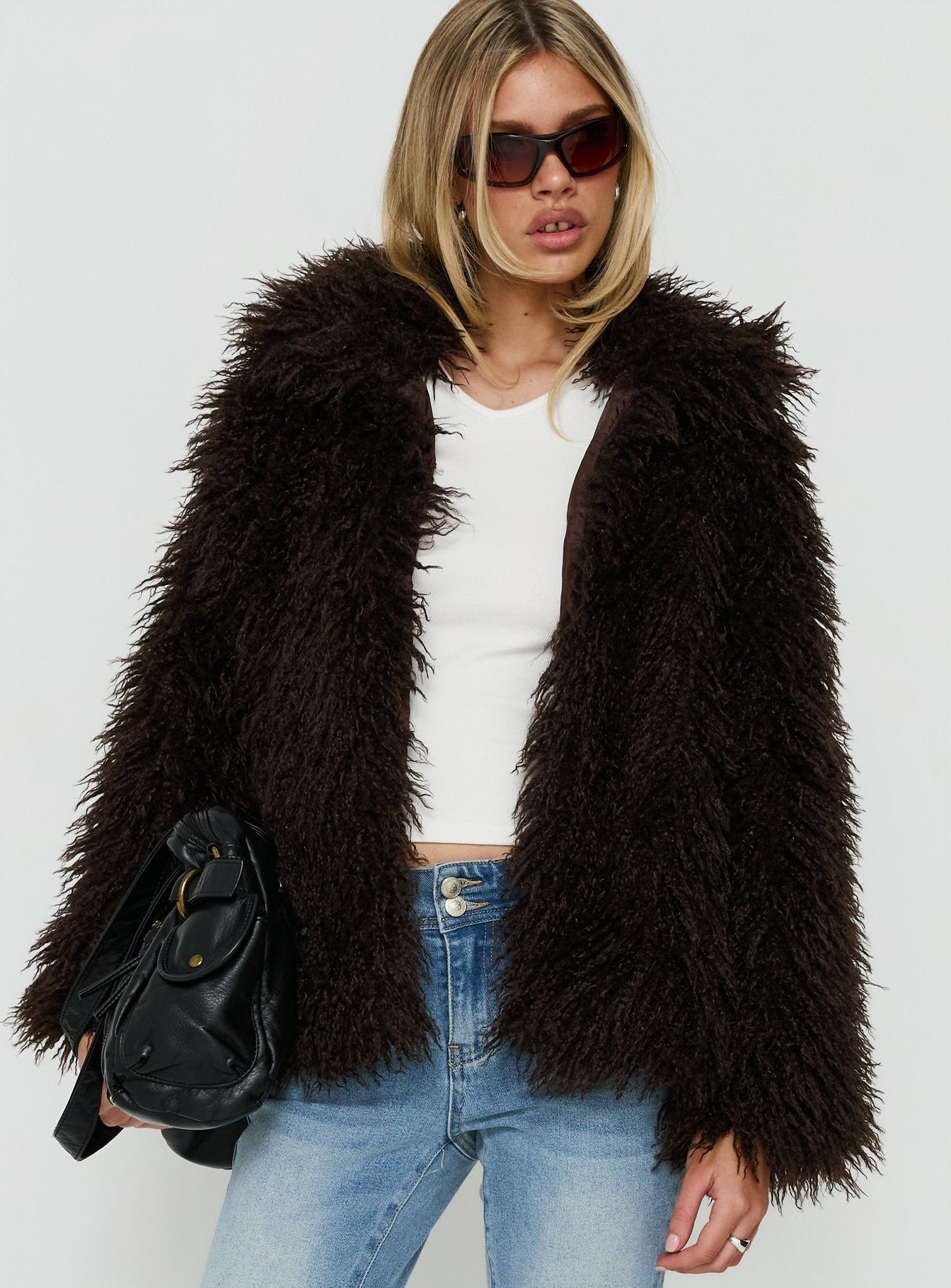 Felicea Faux Fur Jacket Chocolate