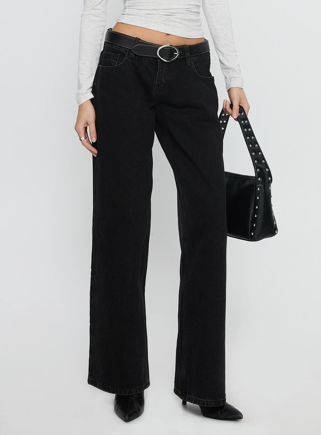 Ellanor Low Rise Straight Leg Jeans Washed Black Petite