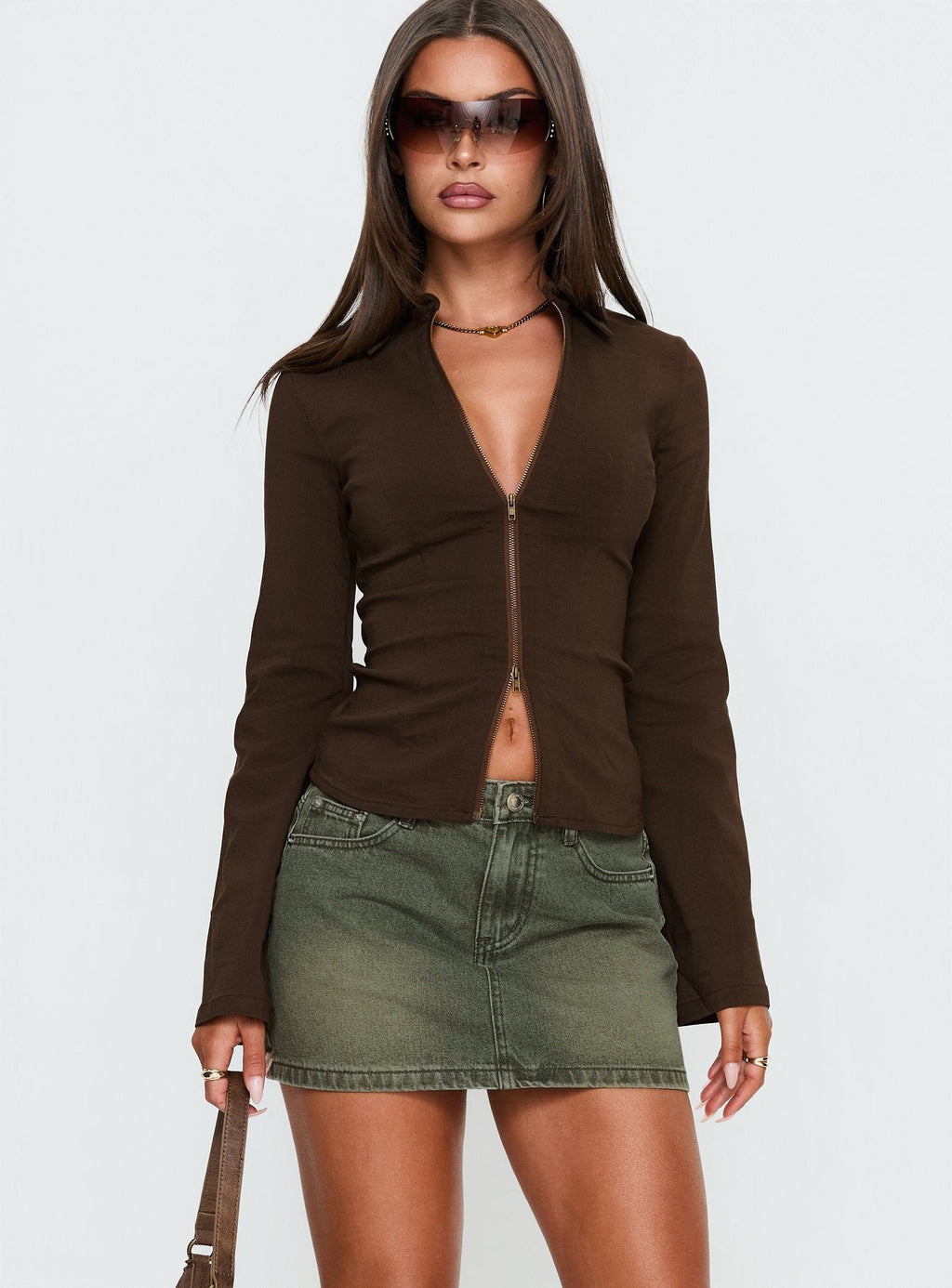 Laynee Butterfly Mini Skirt Washed Green