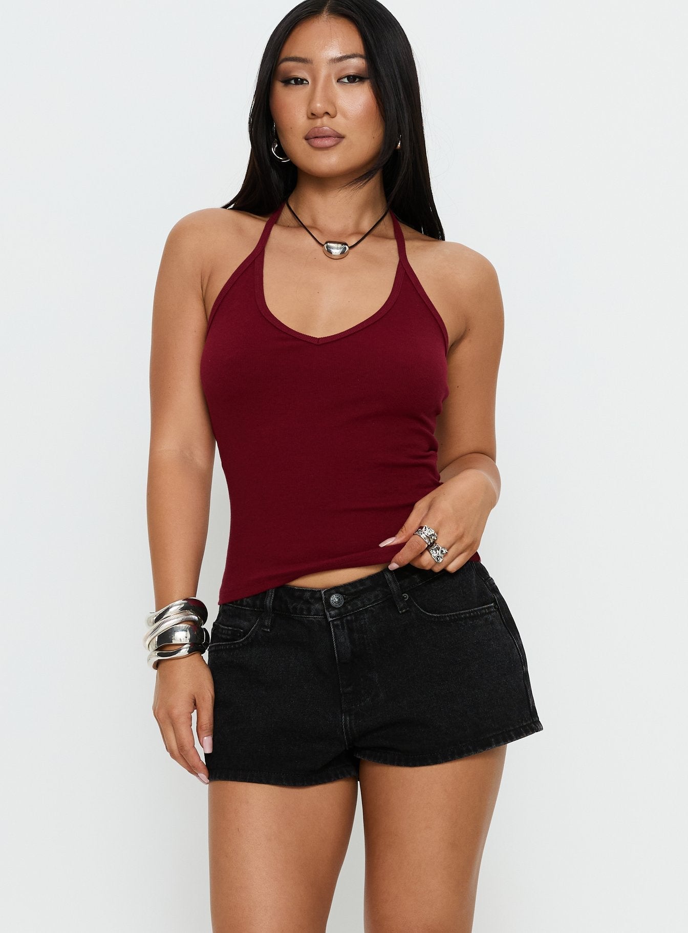 Dreamful Low Rise Mini Denim Shorts Washed Black