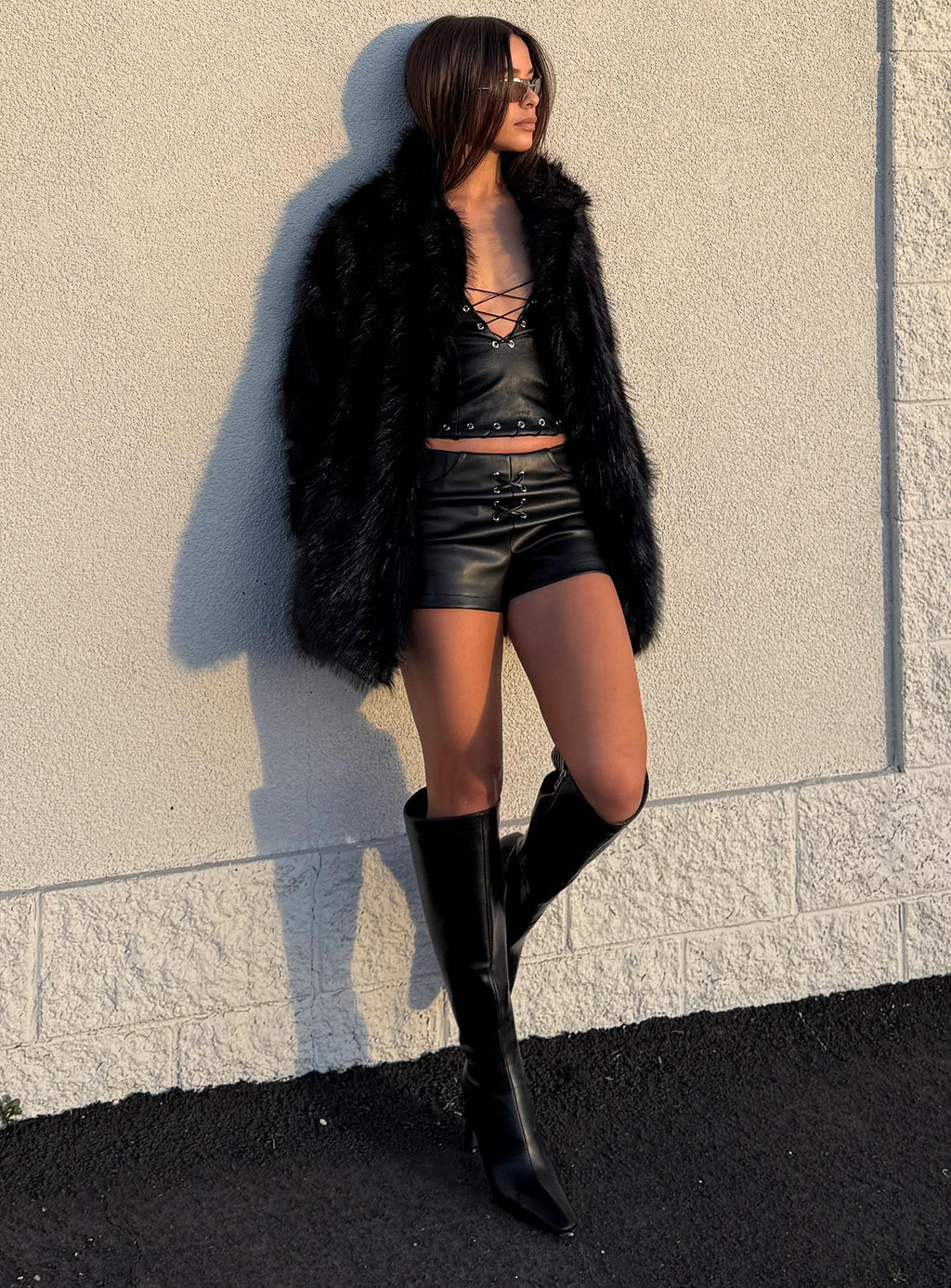 Super Trouper Faux Fur Jacket Black