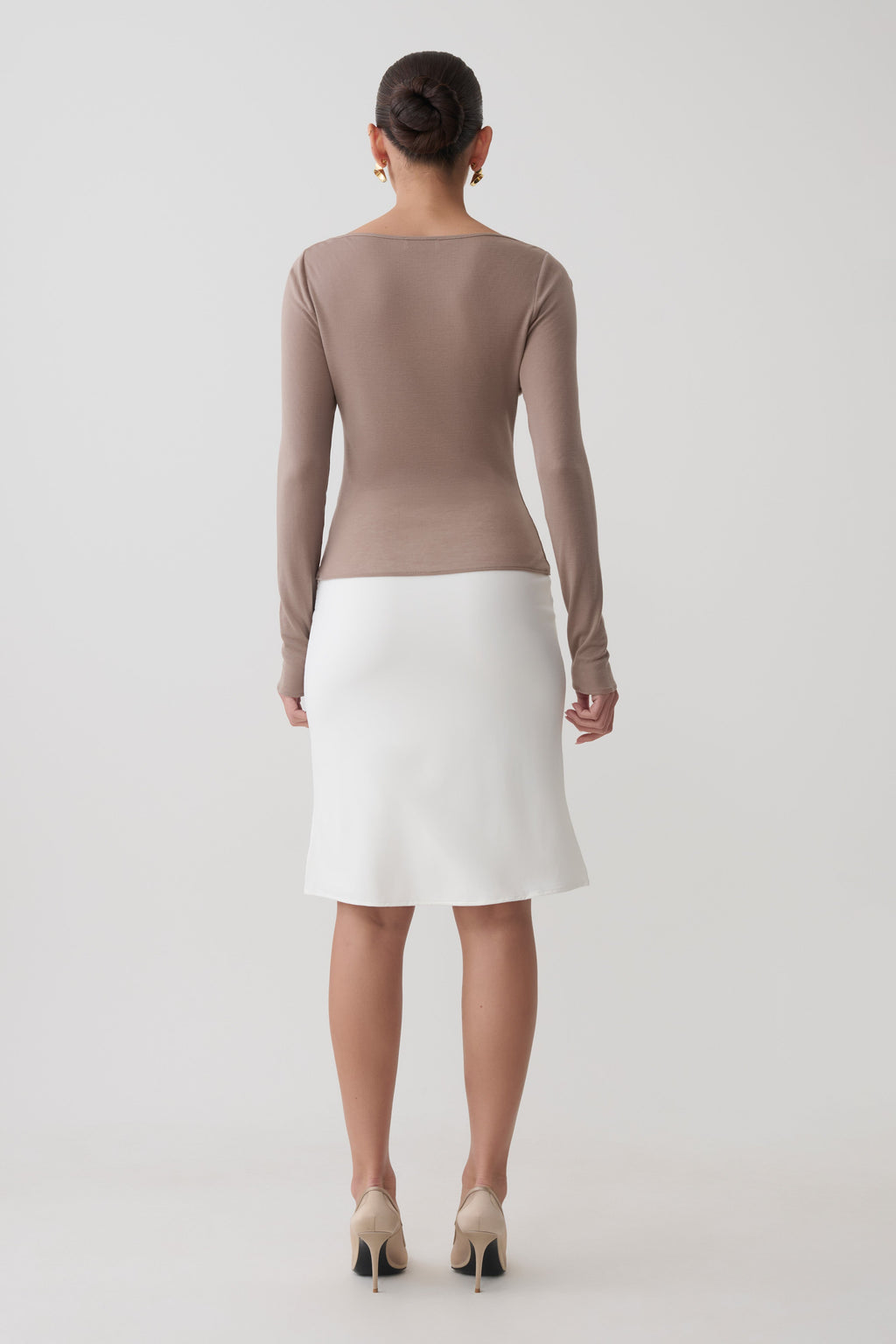 Greer Knee Length Skirt - White
