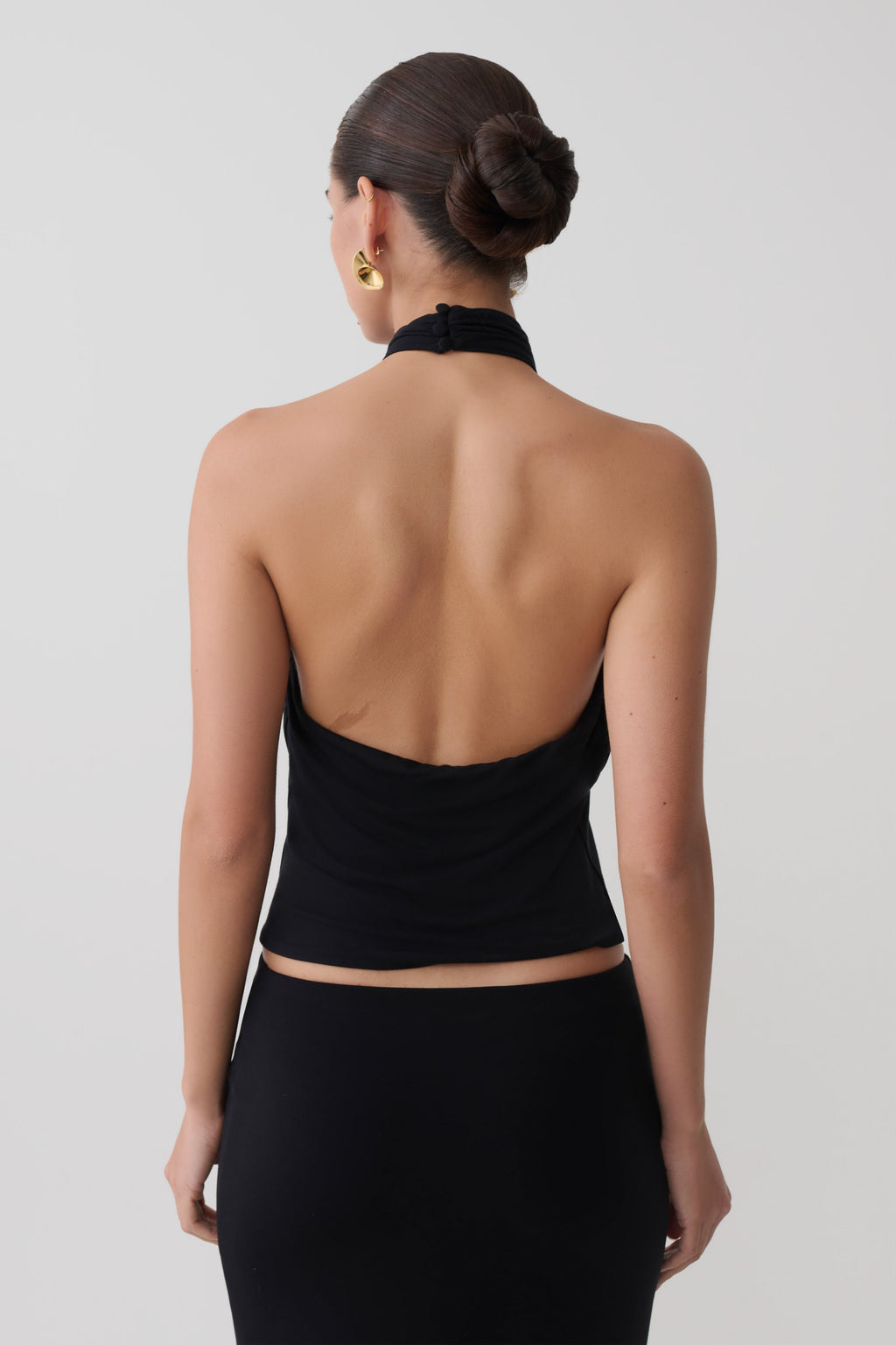 Maki Viscose Sleeveless Halter Top - Black