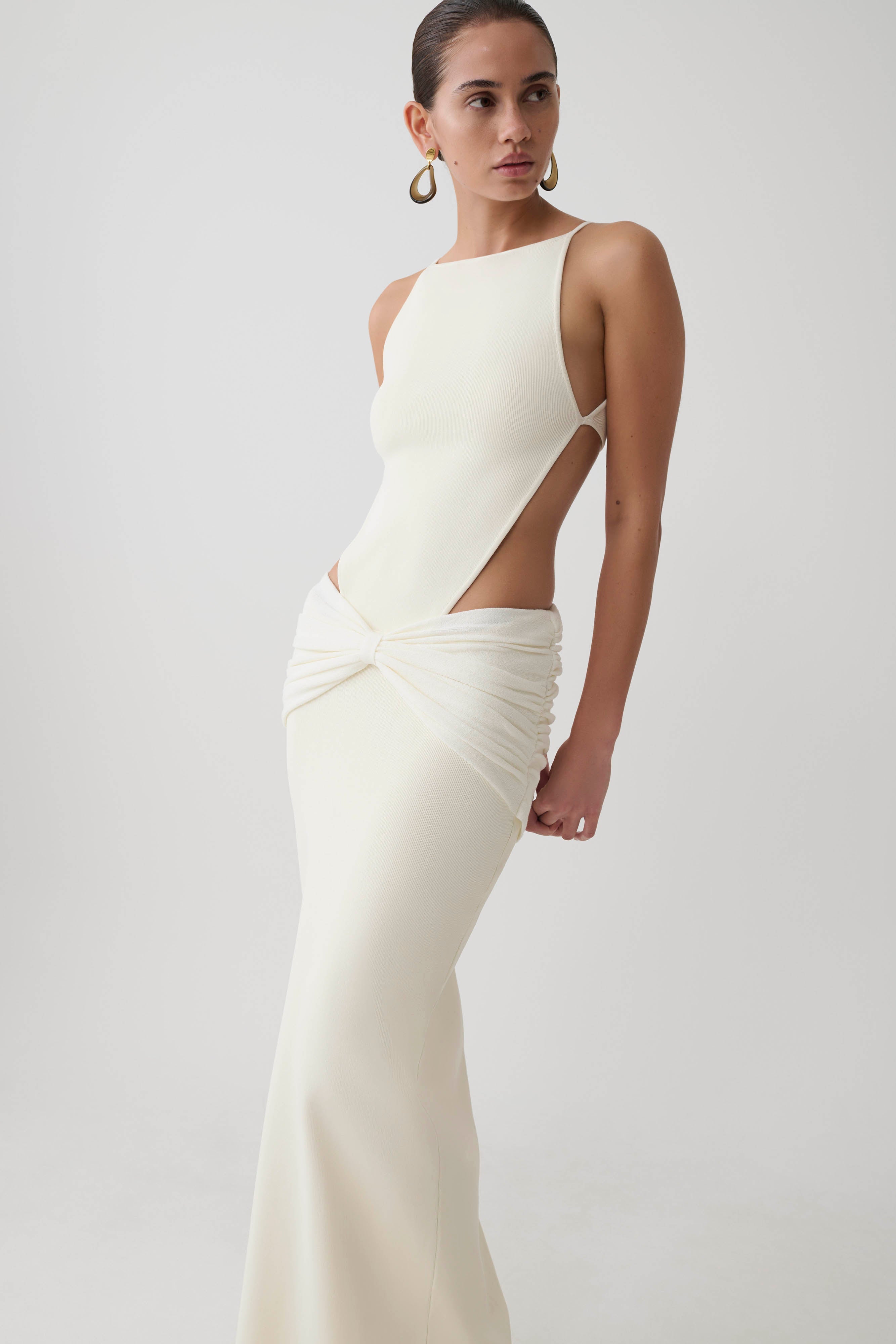 Nathaelie Sleeveless Maxi Dress - White