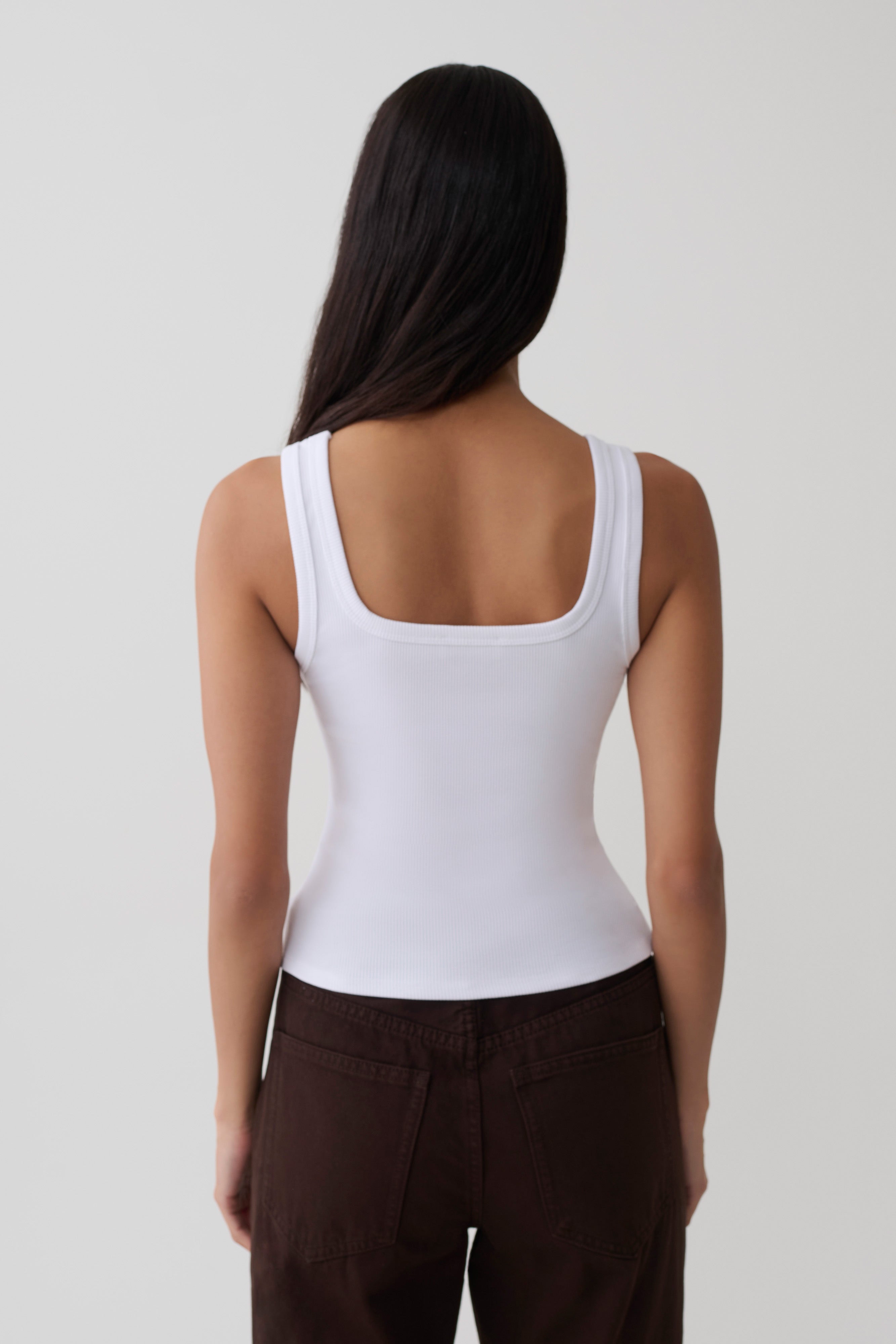 Ismay Square Neck Tank - White