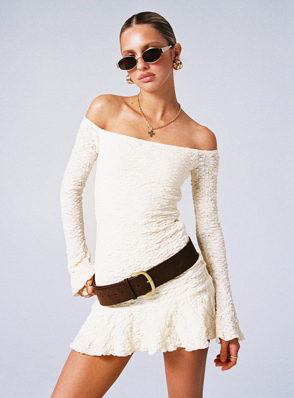 Vancesca Off Shoulder Long Sleeve Mini Dress Petite