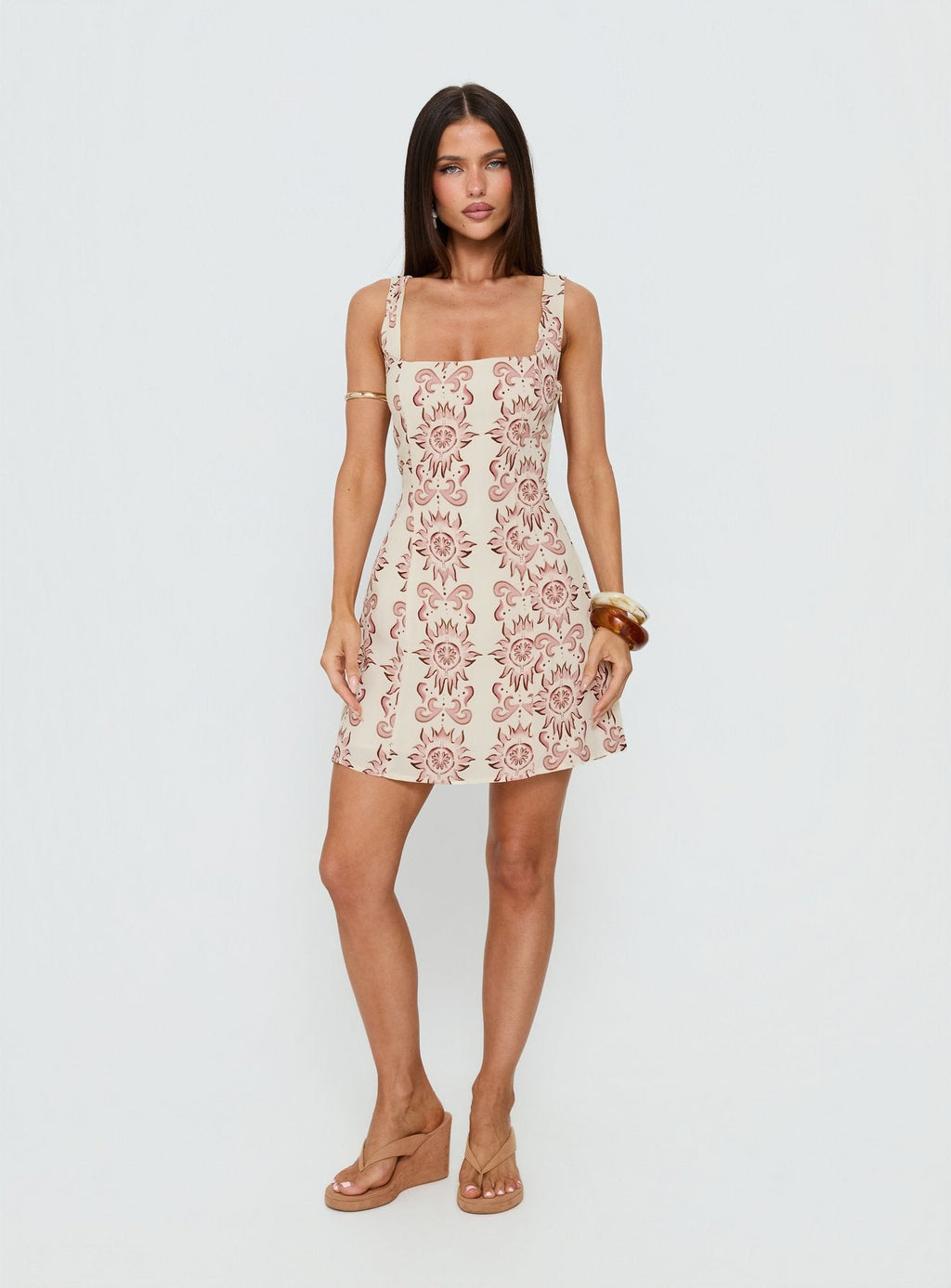Maris Mini Dress Cream / Pink Petite
