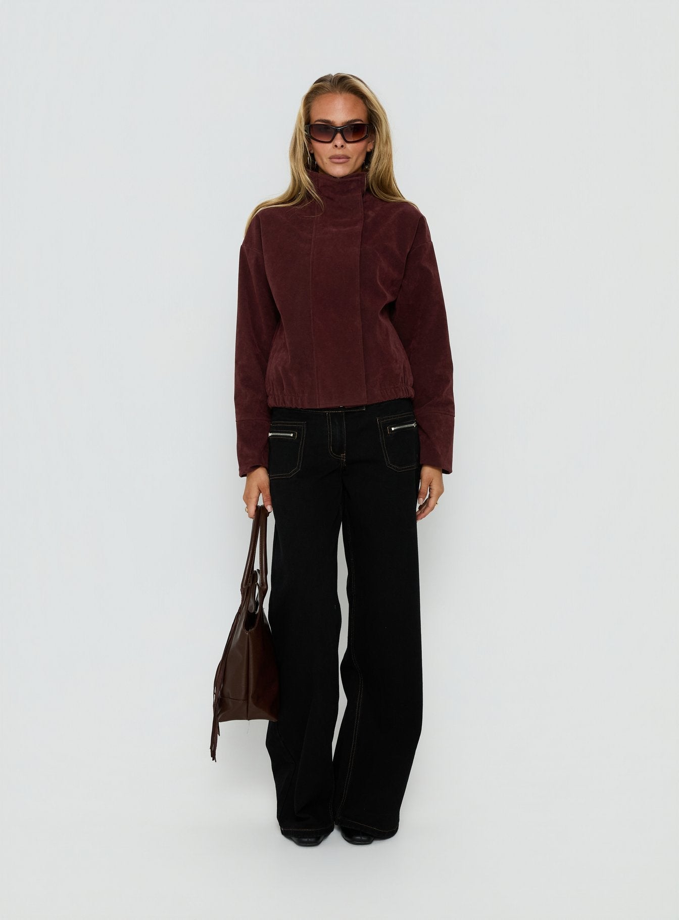 Tayne Funnel Neck Jacket Burgundy