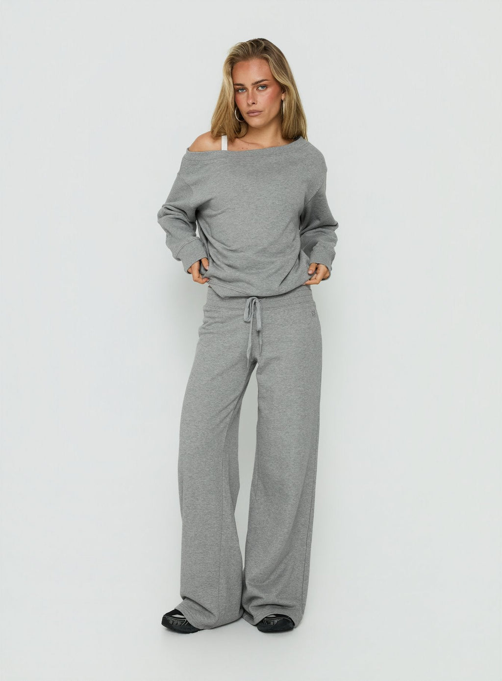 Dodie Wide Leg Pants Dark Grey Marle