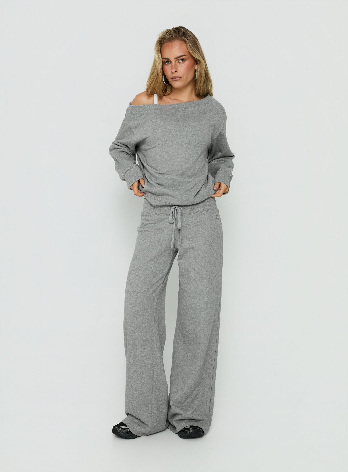 Dodie Wide Leg Pants Dark Grey Marle