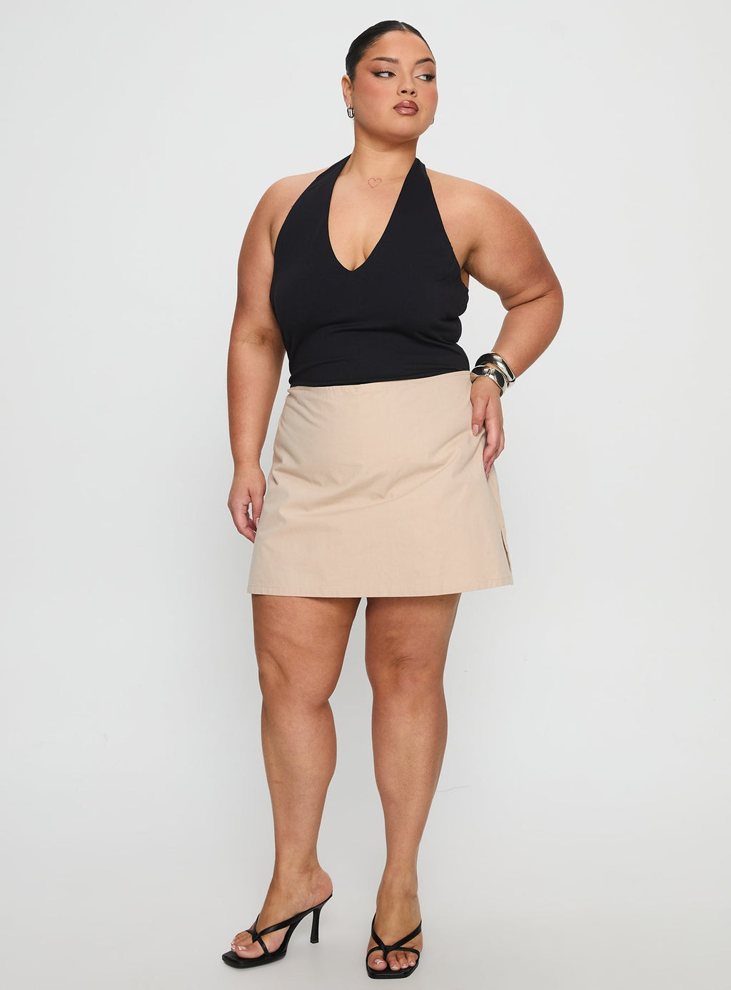 Someone New Halter Bodysuit Black Curve
