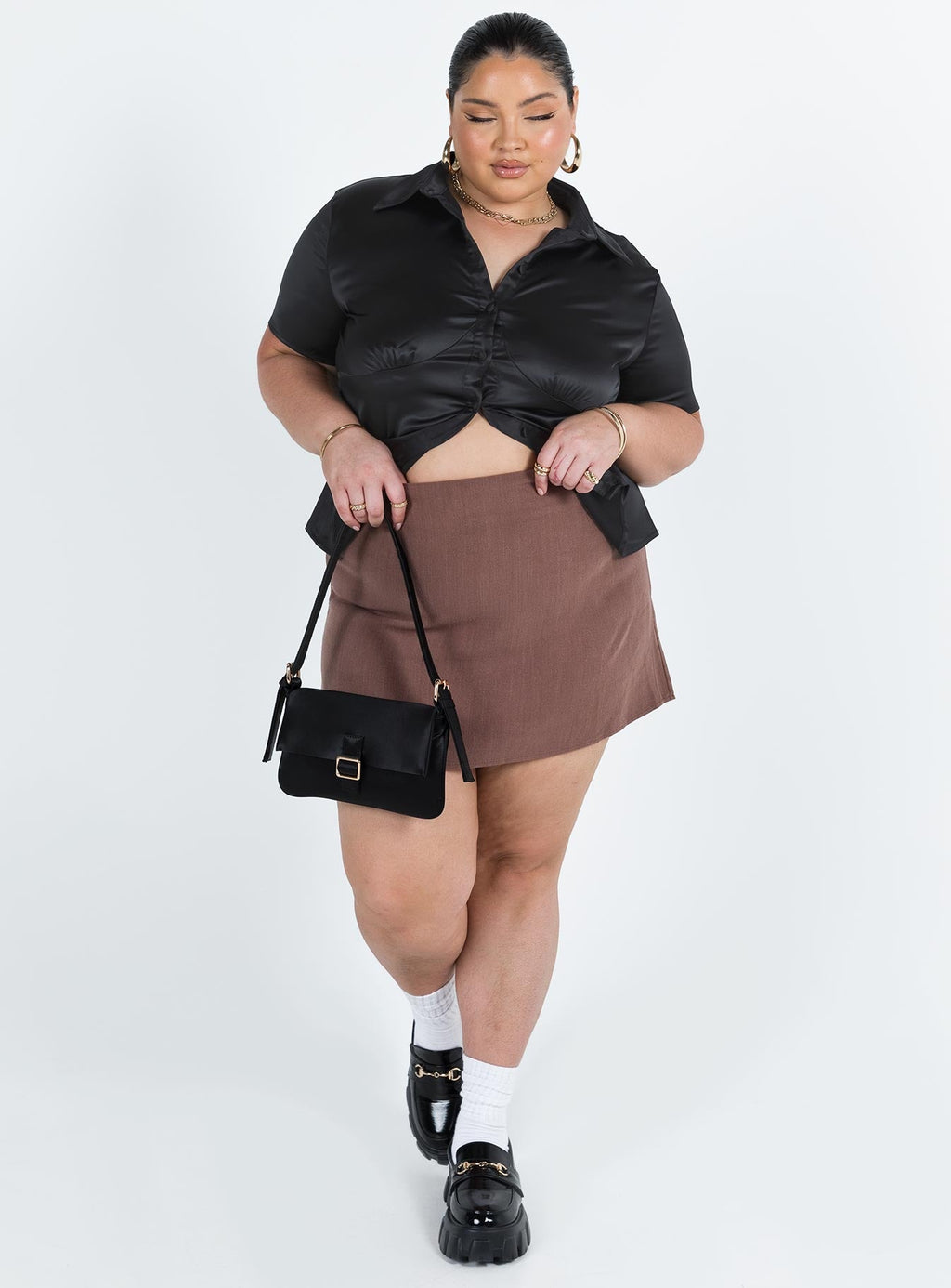 Selby Mini Skirt Brown Curve