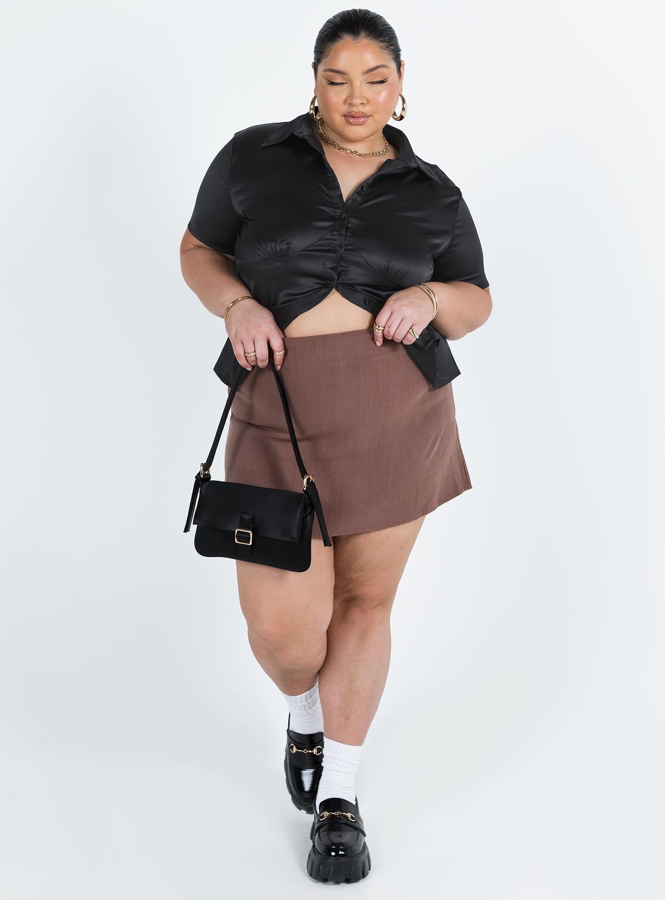 Selby Mini Skirt Brown Curve