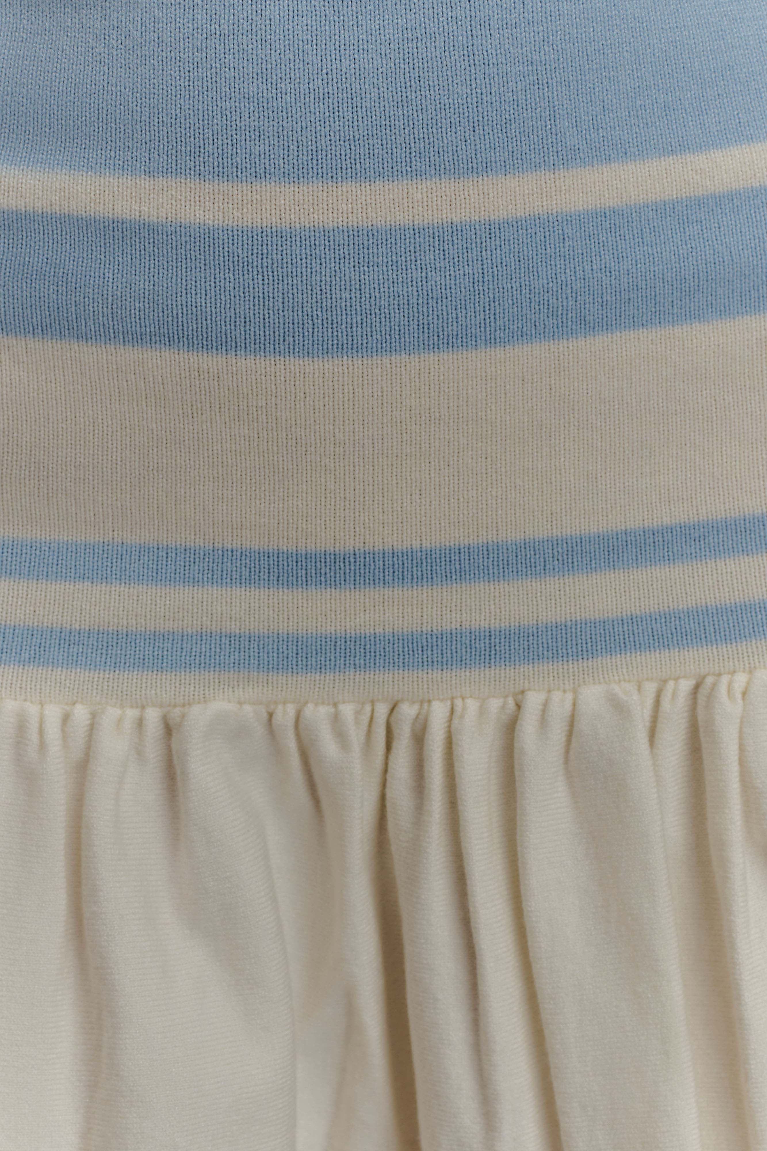 Ellison Contrast Knit Mini Dress - Blue/White