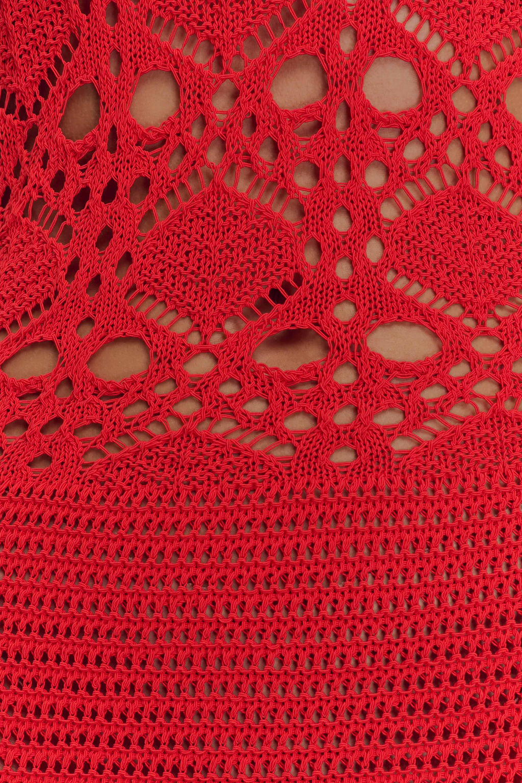 Solstice Off Shoulder Crochet Knit Maxi Dress - Blood Orange