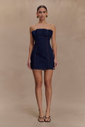 Raesha Frill Denim Mini Dress - Indigo Blue