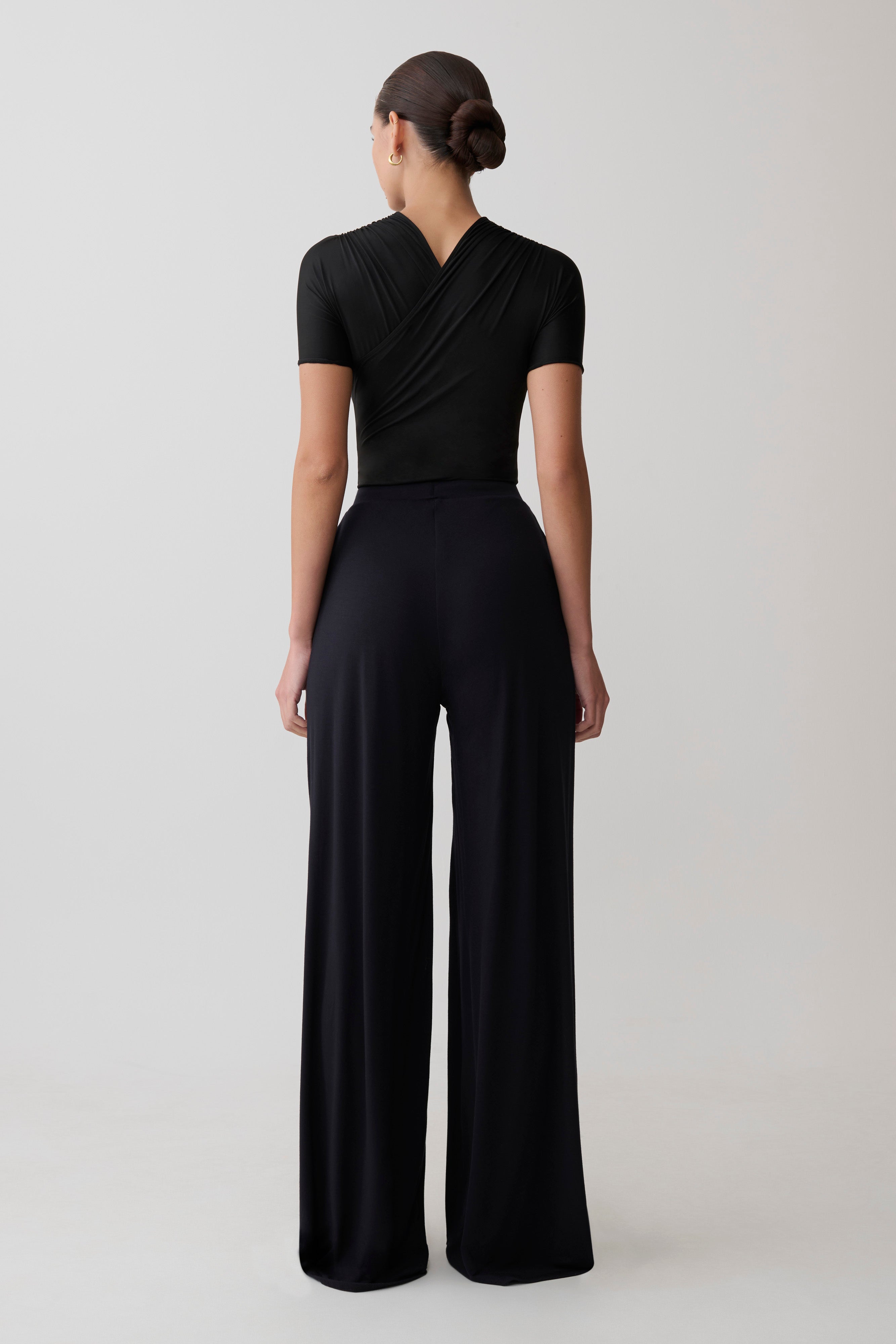 Dewi Wide Leg Modal Pants - Black