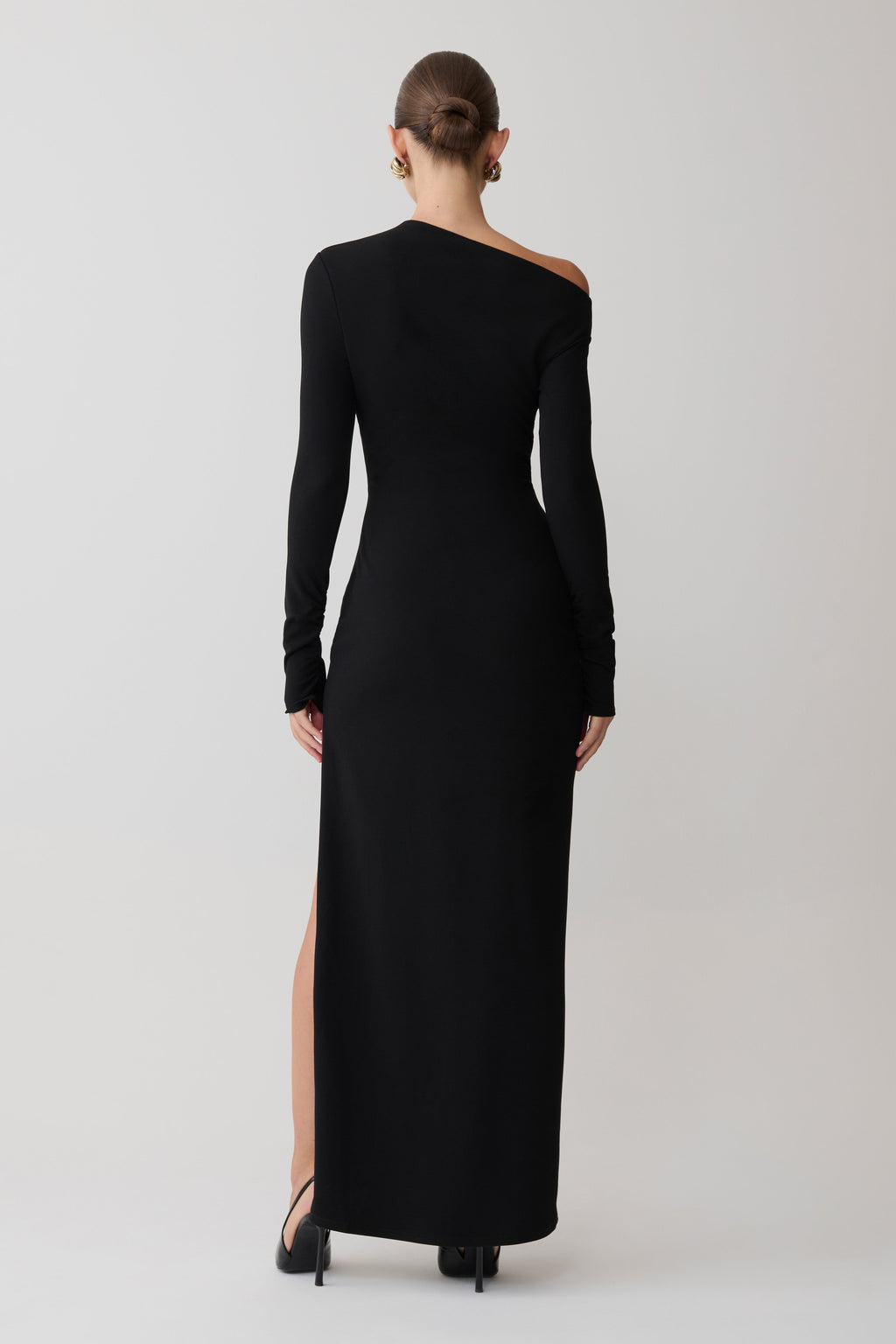 Thalyn Crepe Maxi Dress With Split - Black